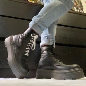 ASOS Black Faux Leather Lace Up Boot